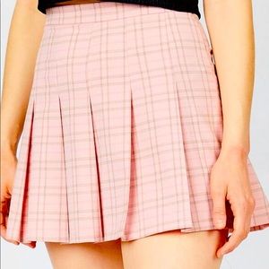 Mni Los Angeles Pink Plaid Mini Skirt